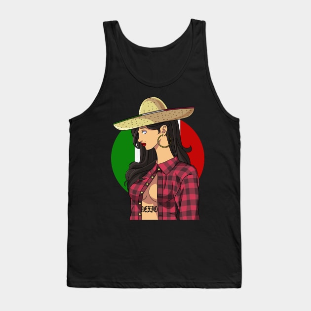 Sexy Sombrero Mexican Gangster Girl Cinco De Mayo Tank Top by Noseking